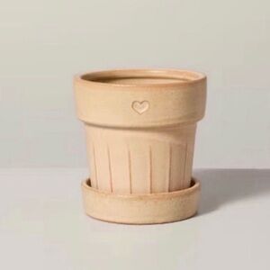 Heart Stoneware Planter Pot with Saucer 4.5" Hearth & Hand with Magnolia Set 2